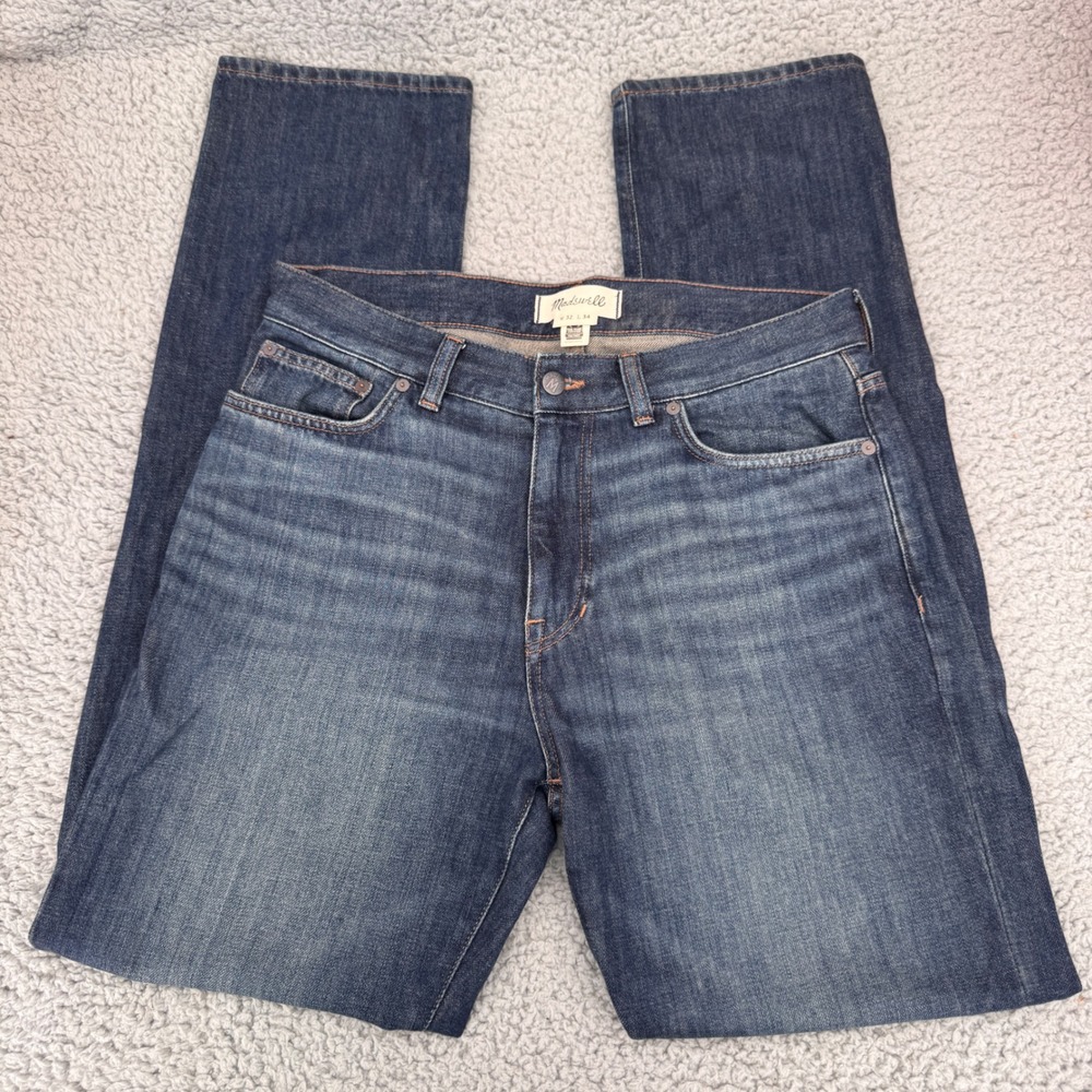 Madewell Mens Cashmere Blend Jeans 32x34 Dark Wash Straight Leg Fair Trade